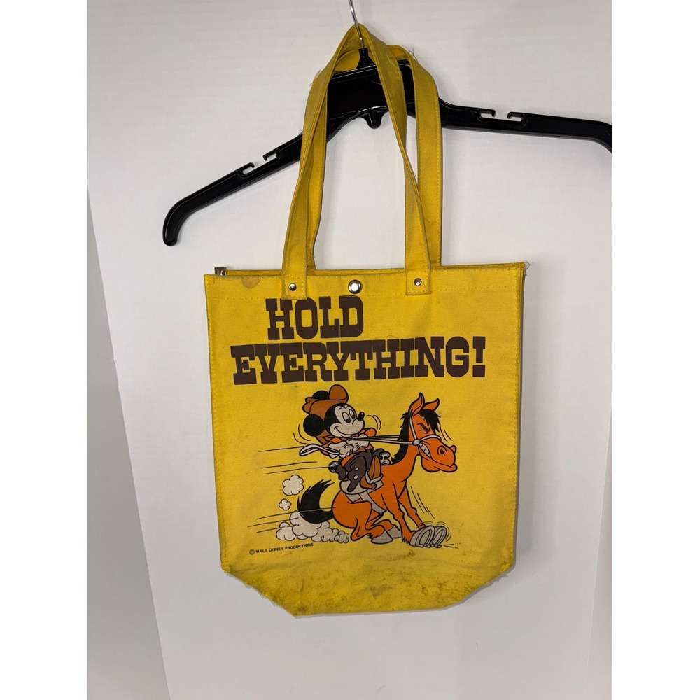 Vintage Disney Mickey Mouse Tote Bag Hold Everything! Cowboy Yellow